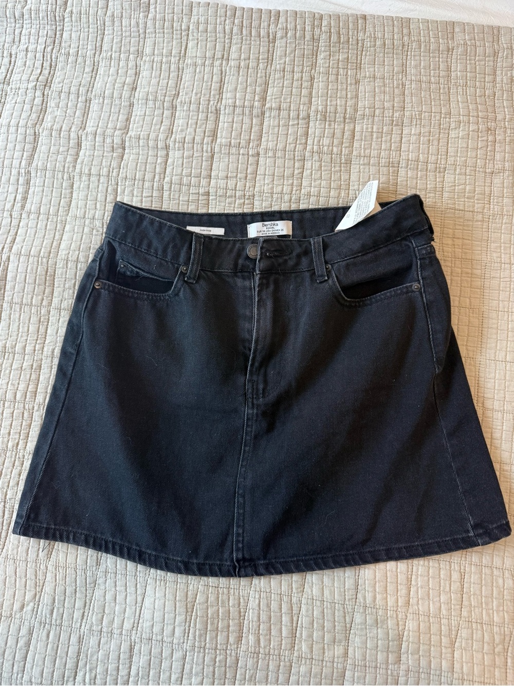 BERSHKA A-line Black Denim Skirt